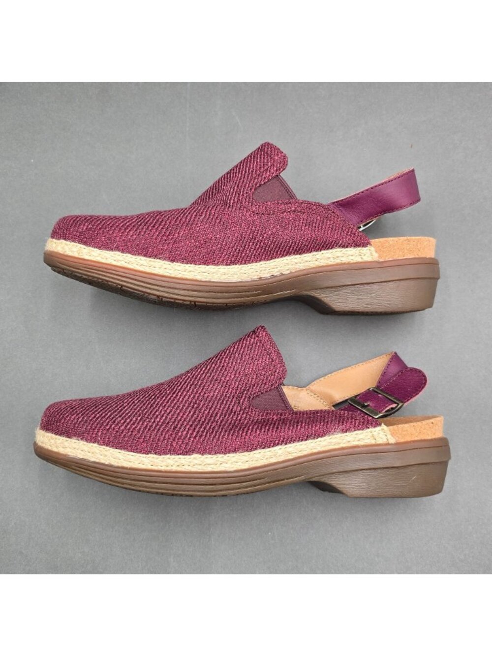 Revitalign Ojai Tweed Back-Strap Clog Wine Berry Canvas Comfort Shoes Size 7.5 - Picture 4 of 10